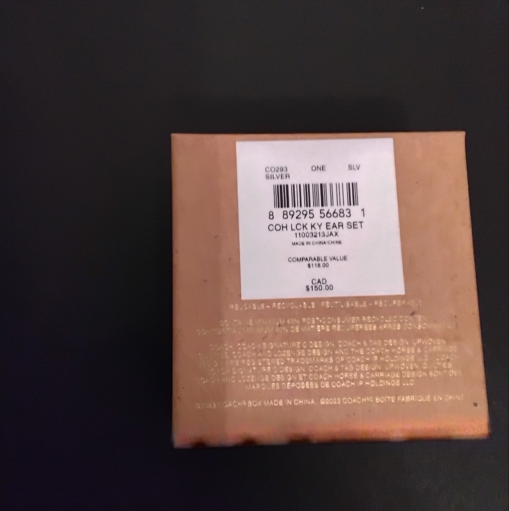 Coach 3 prSilver Lock and Key Earrings Set NWT - Picture 3 of 3